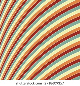La línea curva diagonal colorida crea un patrón de estilo sunburst rítmico y vintage. Abstractas fondo de rayas retro.