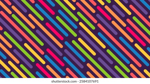 Colorful diagonal lines on dark background. Modern design creates a dynamic and energetic visual effect, making it ideal for web backgrounds.