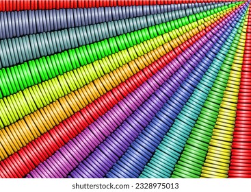 Colorful diagonal stripes with 3D embroidery motifs in vector and illustration.v