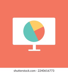 Colorful diagram icon. Slides for presentations and infographics. Public speaking and lecture. Marketing research and audience segmentation. Graphic element for site. Cartoon flat vector illustration