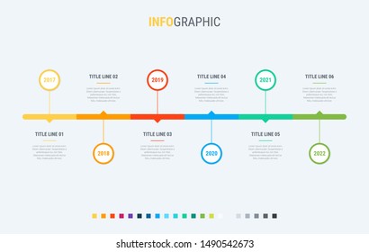 Colorful diagram, infographic template. Timeline with 6 steps. Circle workflow process for business. Vector design.