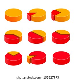 Colorful diagram pie set on the white background.