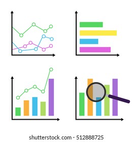 colorful diagrams and graphs icon set business vector
