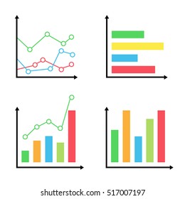 colorful diagrams and graphs icon set business vector.
