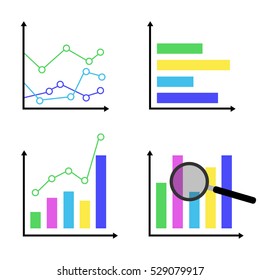 colorful diagrams and graphs icon set business vector.