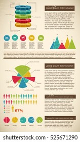 Colorful diagrams and graphs inforgraphics set presenting statistics on light background flat vector illustration