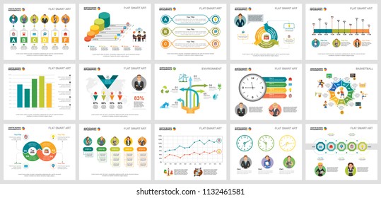 Colorful diagrams set for presentation slide templates. Business design elements. Planning concept can be used for annual report, advertising, flyer layout and banner design.