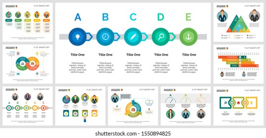 Colorful diagrams set for presentation slide templates. Business design elements. Analytics concept can be used for annual report, advertising, flyer layout and banner design.