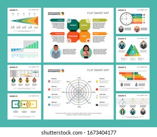 Colorful diagrams set for presentation slide templates. Business design elements. Analytics concept can be used for annual report, advertising, flyer layout and banner design.