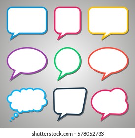 Colorful dialog question thought speech bubbles with shadows