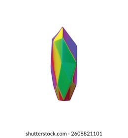 Colorful diamond 3D vector icon. Realistic gem stone with shine and sparkle effect. Render dazzling crystal glass jewelry isolated. Precious brilliant stone with glare. Treasure and wealth concept