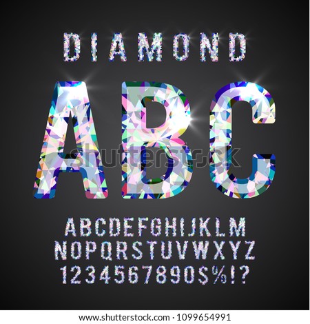 Colorful Diamond ABC. Gemstone styled  alphabet letters collection, vector eps10