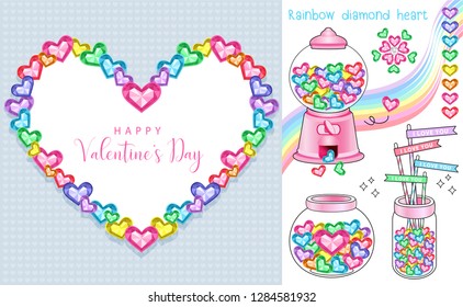 colorful diamond hearts on valentine day