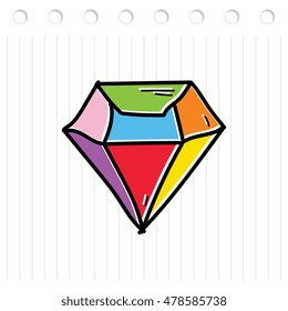 Colorful Diamond Jewelry doodle on Top Paper Write
