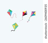 Colorful Diamond Kite Flying Against White Sky for Recreation