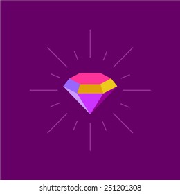 Plantilla de logotipo de diamante colorido. Los rayos estallaron.