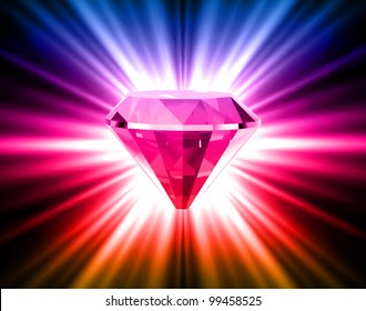 Colorful diamond on bright background. Vector