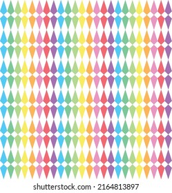Colorful diamond pattern. Multicolor diamond pattern on white background. Diagonal shapes. LGBTQ+ colored background.