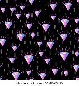 Patrón sin soldadura de diamante colorido sobre fondo blanco. Diseño de impresión de papel. Ilustración de vector retro abstracta. Tejidos, tejidos, envolturas a la moda. Decoración moderna del espacio.