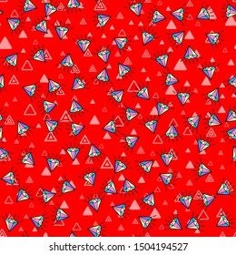 Colorful diamond seamless pattern on white background. Paper print design. Abstract retro vector illustration. Trendy textile, fabric, wrapping. Modern space decoration.
