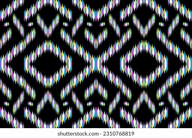 Colorful diamond shape form a pattern to be classic stripe on black background,fashion art design