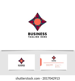 Colorful diamond star pattern logo with business card template