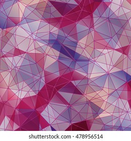 Colorful diamond texture, close-up. Geometric polygonal pattern. Vector illustration. Abstract purple background.