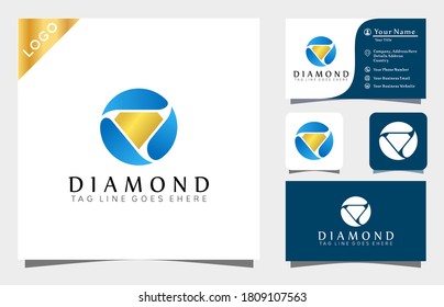 Colorful Diamond Wave logo design inspiration vector illustration with line art style,  fashion, cosmetic, modern company icon business card
