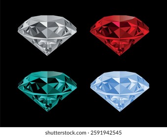 colorful diamonds vector on black background