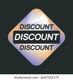 Colorful diamond-shaped discount badge with glitch text effect on a black background, representing a modern sale or promotion concept. Vector illustration