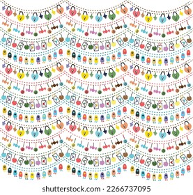 Colorful different doodle heart lock pattern