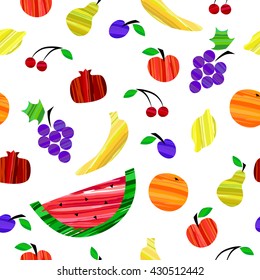 Colorful different fruits seamless pattern vector illustration. Background, textile, texture, backdrop