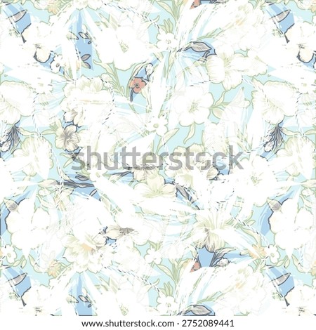 Colorful digital abstract flower design with layered petals, smooth gradients, and modern artistic style. Ideal for fabric printing, fashion textiles, home decor, wallpapers, packaging, and surface pattern design.