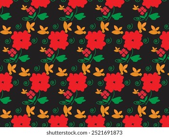 Colorful digital bee and flower pattern design