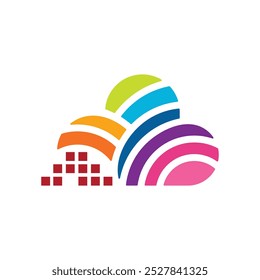 TIPO DE LOGOTIPO DE NUVEM DIGITAL COLORIDA