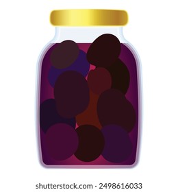 Colorful digital drawing featuring preserved round fruits in a sealed jar