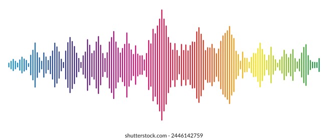 Colorful digital equalizer. Rainbow color sound wave rhythm. Vector illustration
