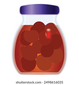 Colorful digital graphic of a jar filled with red jam, isolated on a white background