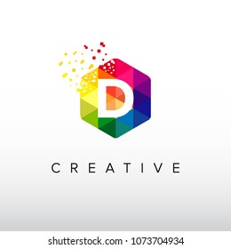 Colorful Digital Icon. D Letter Design Vector