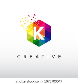 Colorful Digital Icon. K Letter Design Vector