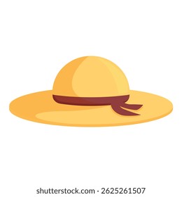 Colorful digital illustration of a widebrimmed yellow sun hat with a ribbon