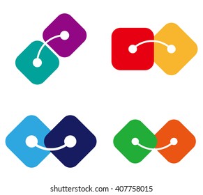 Colorful digital link logo set. You can use in the machine, chips, electronics, and communication concept of pattern.