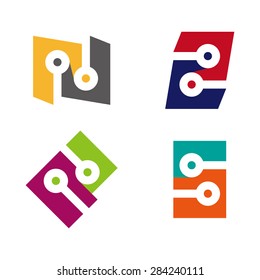 Colorful digital logo set. You can use in the machine, chips, electronics, and communication concept of pattern. s and n letter set. 