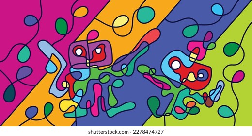 colorful digital painting with eye patterns. unique and eye-catching