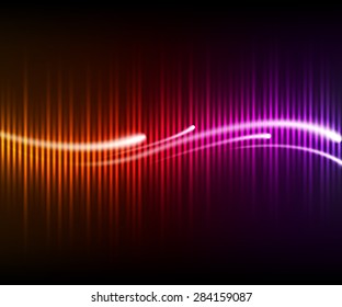 Colorful digital shining equalizer with waves. Vector illustration.