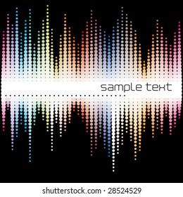 Colorful digital sound wave form a graph chart bar with empty text area.