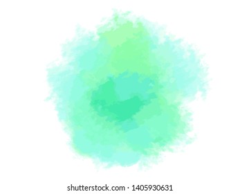 Colorful digital spot on isolated white background. Colored aquarelle sample. Hand drawn watercolour splotch. Paint and ink smudges