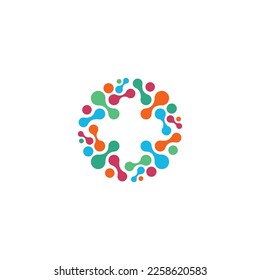 Colorful digital tech isolated circle logo  design template with white background vector icon symbol.