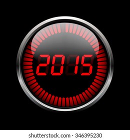 Colorful digital year time icon on a black background. The end of the year