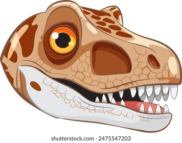 Colorful dinosaur head with sharp teeth